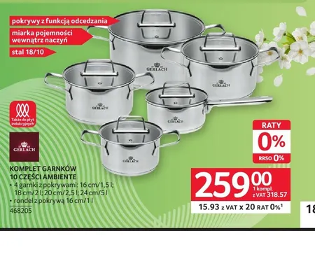 Komplet garnków 10 części Ambiente Gerlach promocja w Selgros
