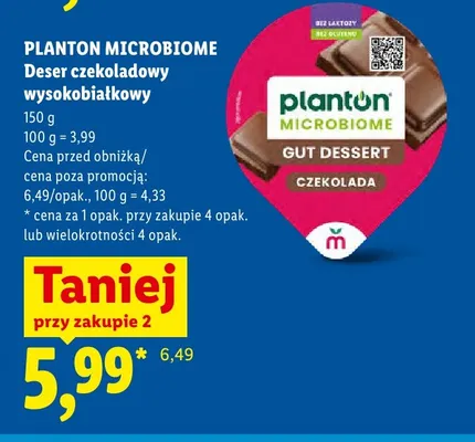 Deser czekoladowy wysokobiałkowy Planton Microbiome promocja w Lidl