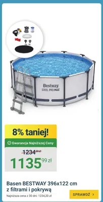 Basen BESTWAY 396x122cm z filtrami i pokrywą promocja w ERLI