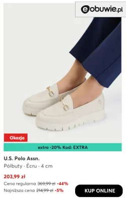 Półbuty écru 4 cm U.S. Polo Assn. promocja w eobuwie.pl