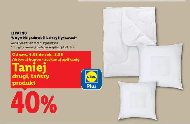 Poduszki i kołdry Hydrocool LIVARNO promocja w Lidl