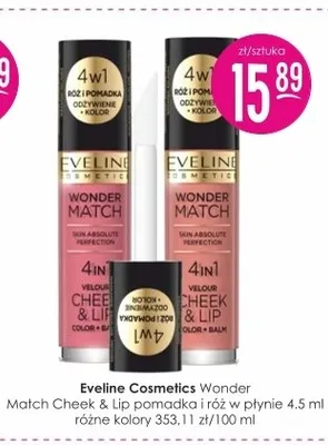 Pomadka i róż w płynie Eveline Cosmetics Wonder Match Cheek & Lip promocja w Drogerie Jasmin