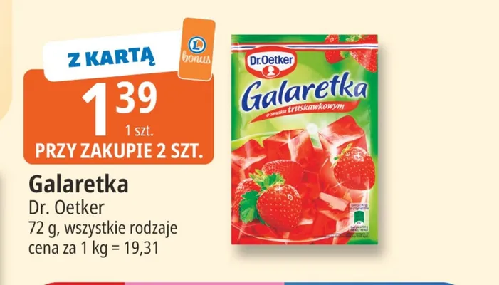 Galaretka Dr. Oetker o smaku truskawkowym promocja w Leclerc