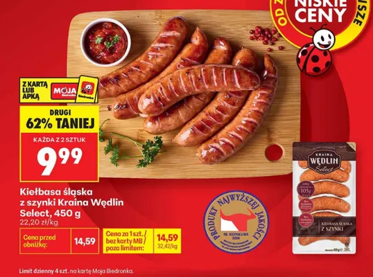 Kiełbasa śląska z szynki Kraina Wędlin Select promocja w Biedronka