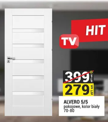 Drzwi pokojowe Alvero 5/5 białe promocja w Merkury Market