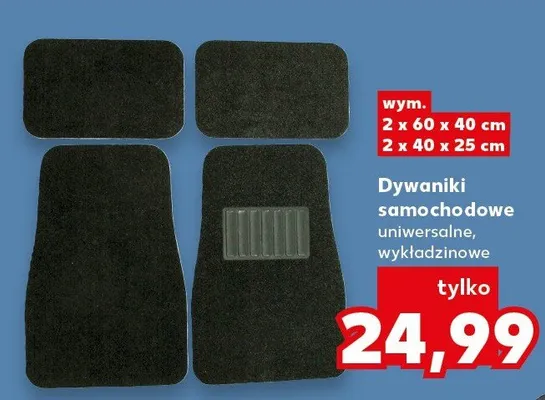 Dywaniki samochodowe uniwersalne wykładzinowe promocja w Kaufland