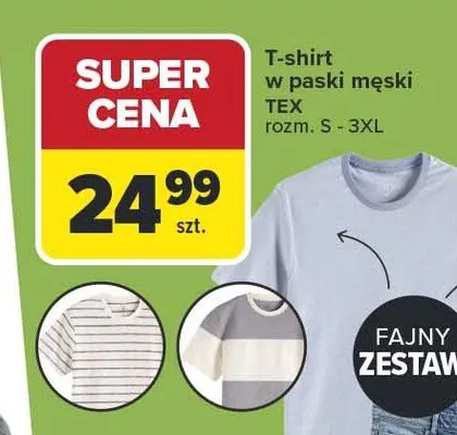 T-shirt w paski męski promocja w Carrefour
