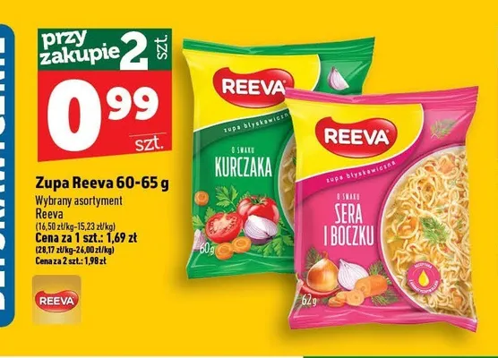 Zupa błyskawiczna o smaku sera i boczku Reeva promocja w TOPAZ