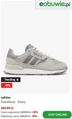 Sneakersy Adidas szare promocja w eobuwie.pl