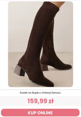 Kozaki na słupku z imitacji zamszu Renee promocja w Renee