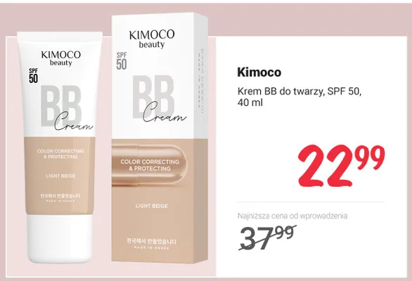 Krem BB do twarzy Kimoco beauty SPF 50 promocja w Rossmann