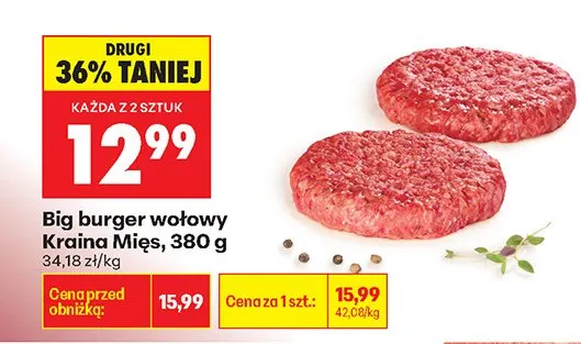 Big burger wołowy Kraina Mięs promocja w Biedronka