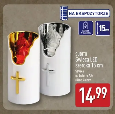 Świeca LED szeroka 15 cm Subito promocja w Aldi