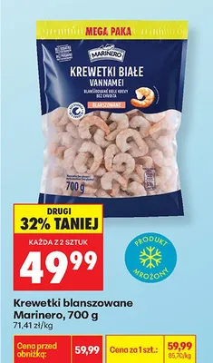 Krewetki białe vannamei blanszowane bez głowy promocja w Biedronka