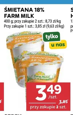 Śmietana Farm Milk 18% promocja w Stokrotka