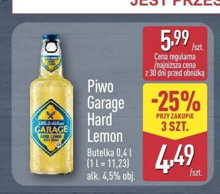 Piwo Garage Hard Lemon promocja w Aldi