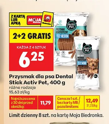 Przysmak dla psa Dental Stick Activ Pet promocja w Biedronka