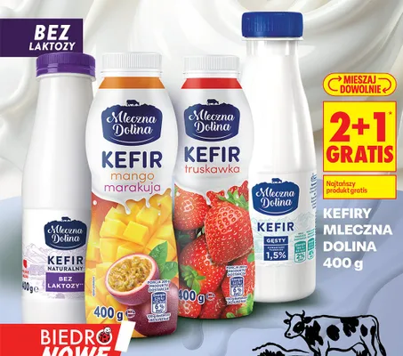 Kefir truskawka Mleczna Dolina promocja w Biedronka