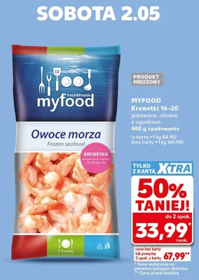 Krewetki Myfood 16-20 gotowane obrane z ogonkiem promocja w Kaufland