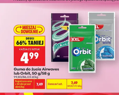 Guma do żucia Orbit 58g promocja w Biedronka