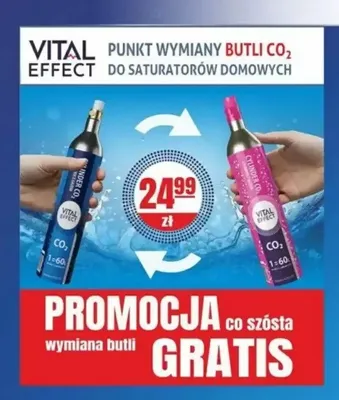 Wymiana butli CO2 do saturatorów domowych Vital Effect promocja w Sedal