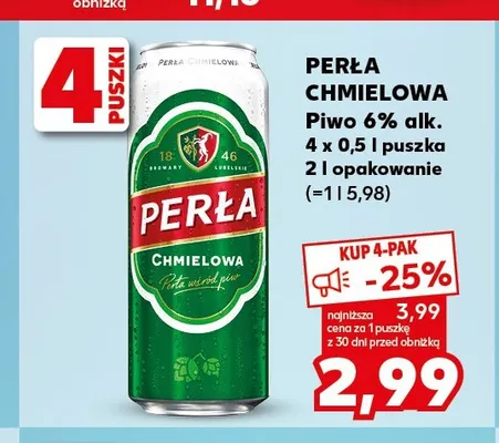 Piwo Perła Chmielowa 4-pak promocja w Kaufland