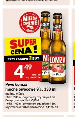 Piwo Łomża mocne owocowe 9% malina 330ml promocja w Twój Market