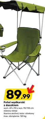 Fotel wędkarski z daszkiem promocja w Bricomarche