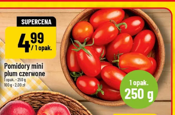 Pomidory mini plum czerwone promocja w POLOmarket