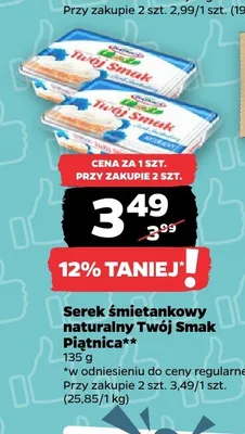 Serek śmietankowy naturalny Twój Smak Piątnica promocja w Netto