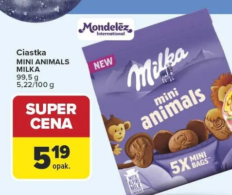 Ciastka mini animals MILKA promocja w Carrefour