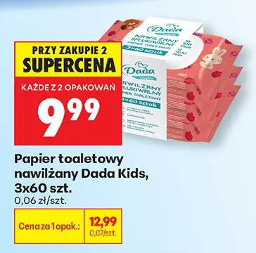 Papier toaletowy nawilżany Dada Kids 3-pak promocja w Biedronka