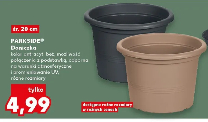 Doniczka kolor antracyt, beż promocja w Kaufland