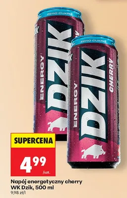 Napój energetyczny cherry WK Dzik zero cukru promocja w Biedronka