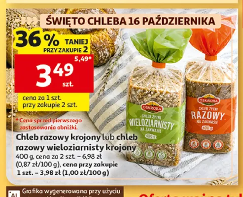 Chleb razowy wieloziarnisty krojony Oskroba promocja w Auchan