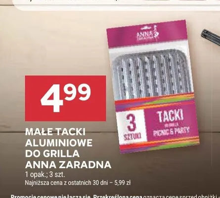 Małe tacki aluminiowe do grilla Anna Zaradna 3-pak promocja w Stokrotka