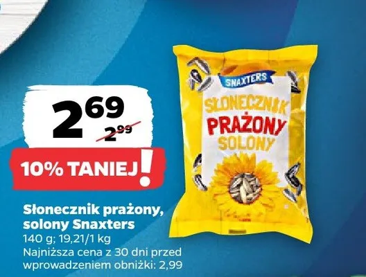 Słonecznik prażony, solony promocja w Netto