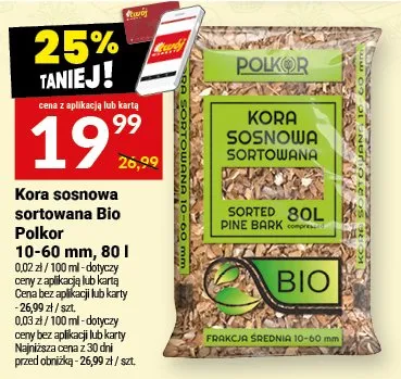 Kora sosnowa sortowana Bio Polkor 10-60mm promocja w Twój Market