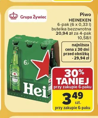 Piwo Heineken 6-pak promocja w Carrefour