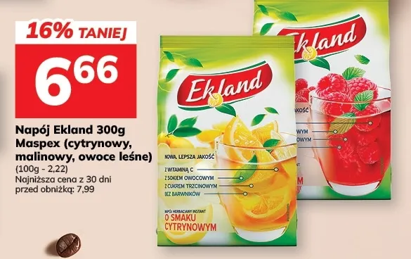 Napój Ekland malinowy promocja w Hitpol