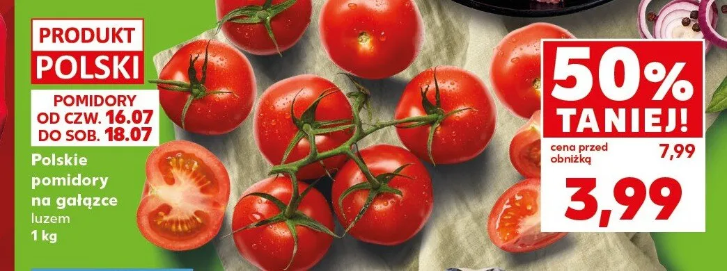 Pomidory na gałązce polskie promocja w Kaufland