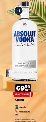 Wódka czysta Absolut promocja w Netto