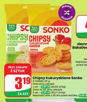 Chipsy kukurydziane Sonko promocja w Dino