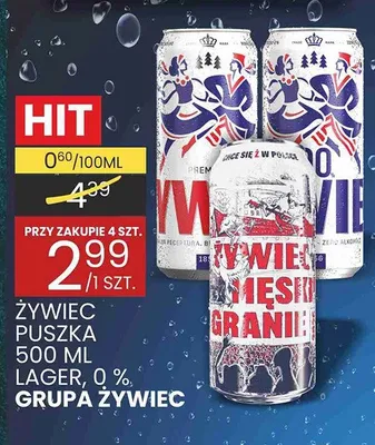 Piwo Żywiec puszka lager 0% promocja w Wafelek