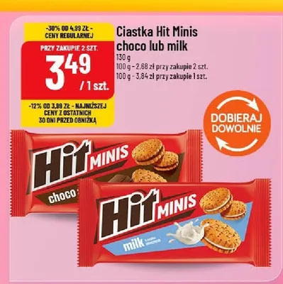 Ciastka Hit Minis choco promocja w POLOmarket