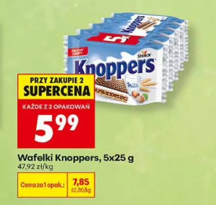 Wafelki Knoppers 5-pak 25 g promocja w Biedronka