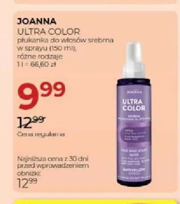 Płukanka do włosów srebrna w sprayu Joanna Ultra Color promocja w Drogerie Jawa