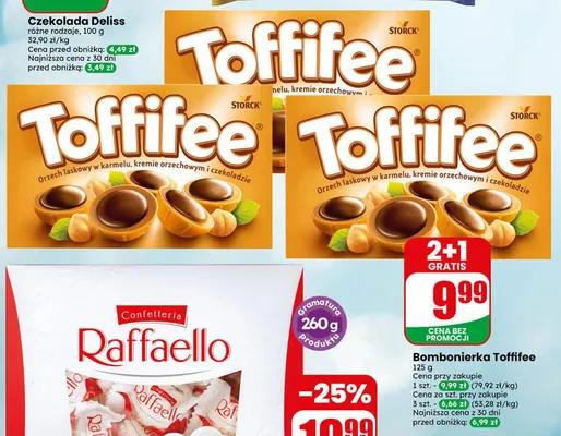 Bombonierka Toffifee orzech laskowy w karmelu kremie orzechowym i czekoladzie promocja w Dino