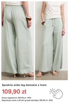 Spodnie wide leg damskie z lnem promocja w Medicine