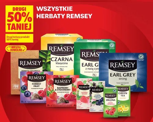 Herbata owocowa o smaku czarnej porzeczki i aronii Remsey promocja w Biedronka
